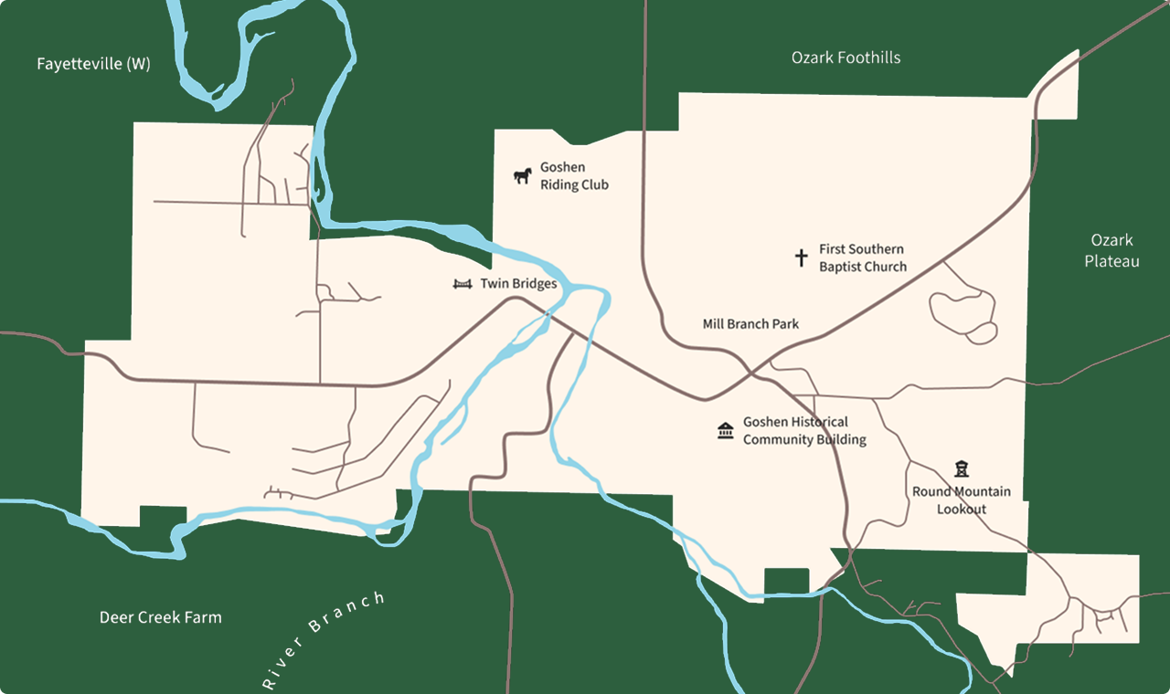 Goshen Ariel Stylized Map